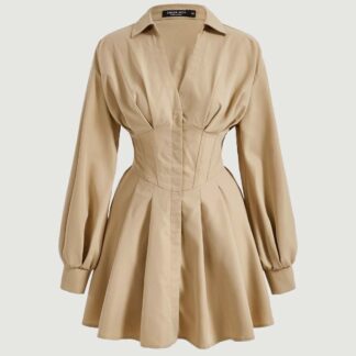 Vestido camisa beige